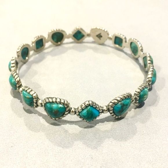 SILPADA Turquoise Pools Sterling Silver Turquoise Bangle Bracelet B3218 NIB - Picture 3 of 9